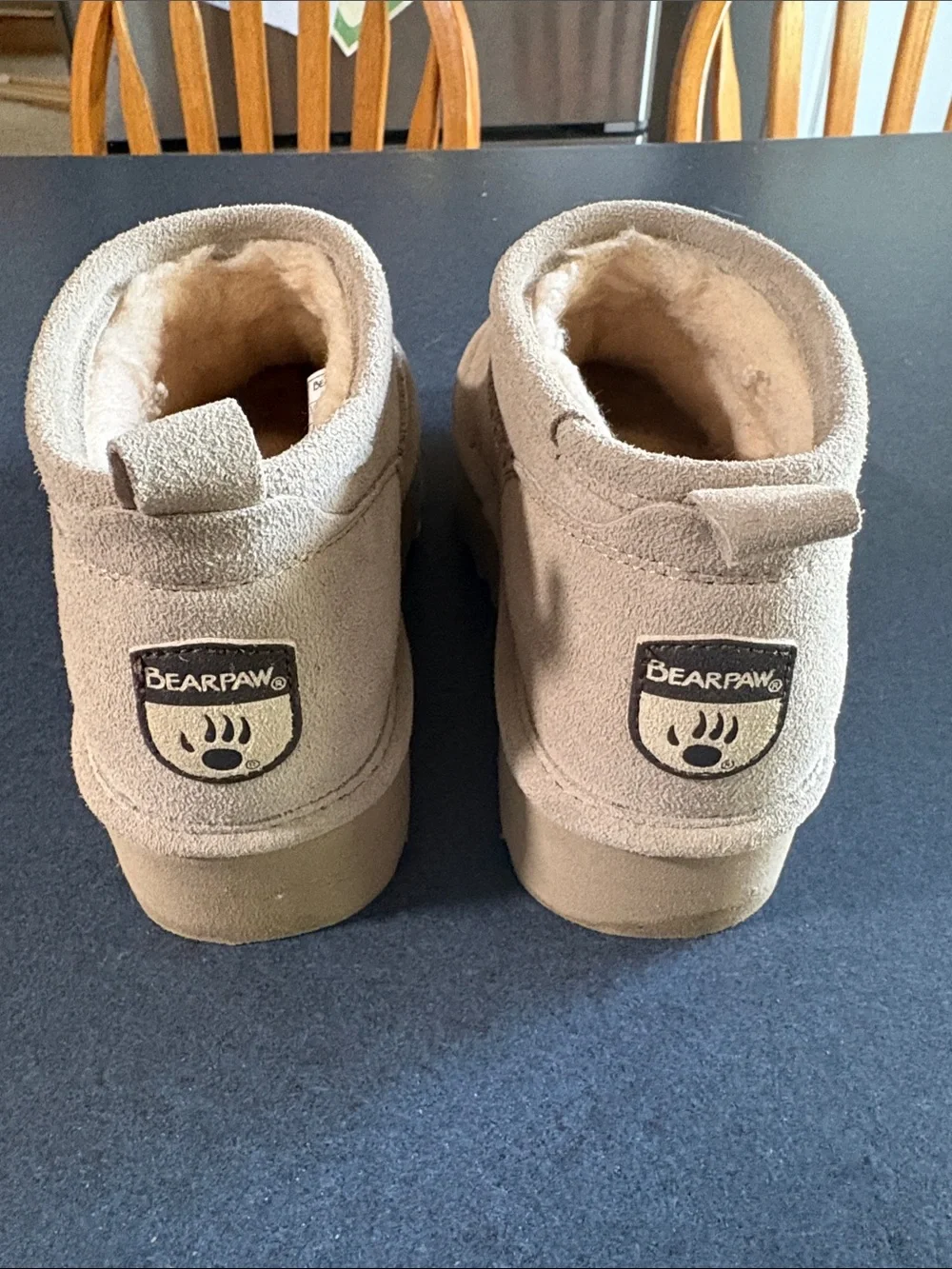 BearPaw Tan Slip-On Plush Lined Booties